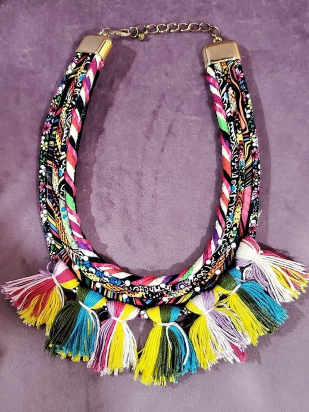 Multicolor Tassel Statement Necklace Like New